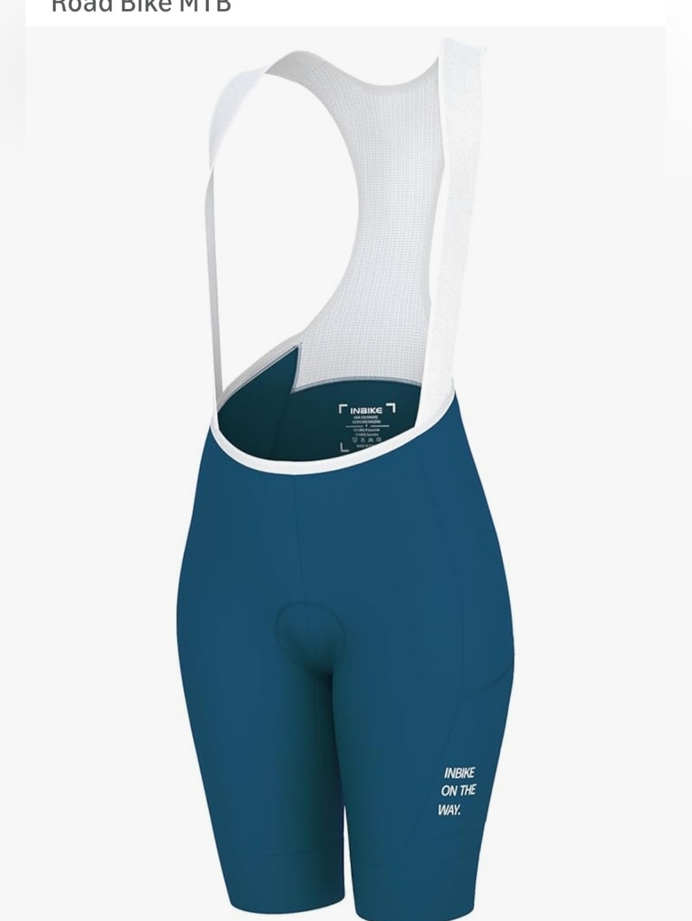INBIKE Teal Blue Cycling Bib Shorts with White Mesh Bib